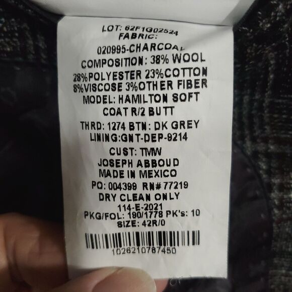 VTG Joseph Abboud Hamilton Soft Coat Blazer Jacket  42 R Windowpane Sport Coat - Picture 5 of 16